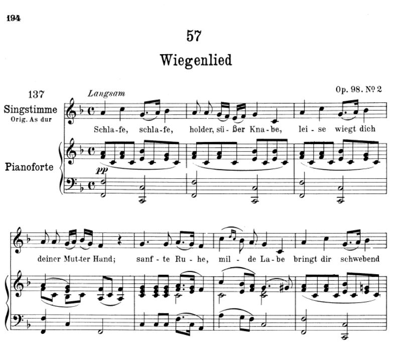 Wiegenlied D.498 "Schlafe, schlafe, holder, süsser...