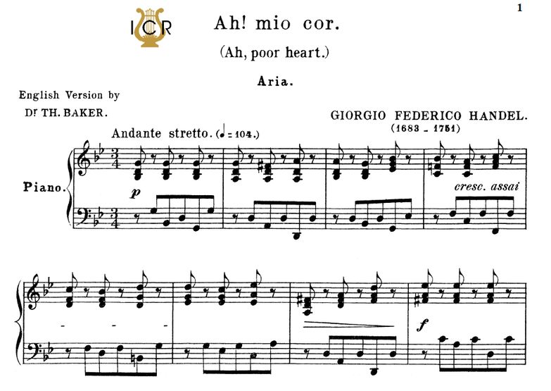 Ah! mio cor,schernito sei, Low Voice in G Minor, G...