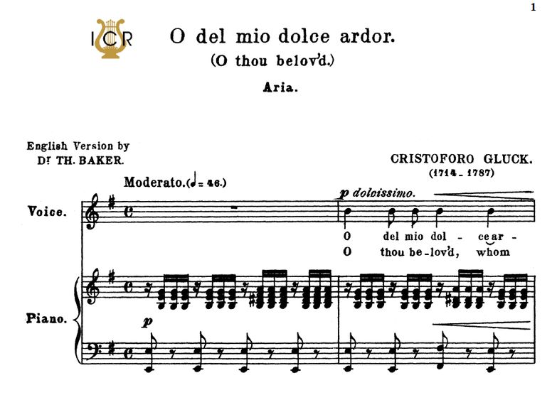 O del mio dolce ardor, Medium Voice in E Minor, C....