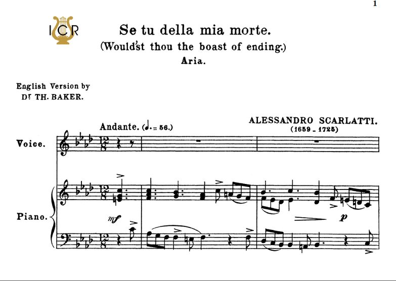 Se tu della mia morte, Low Voice in F Minor, A.Sca...