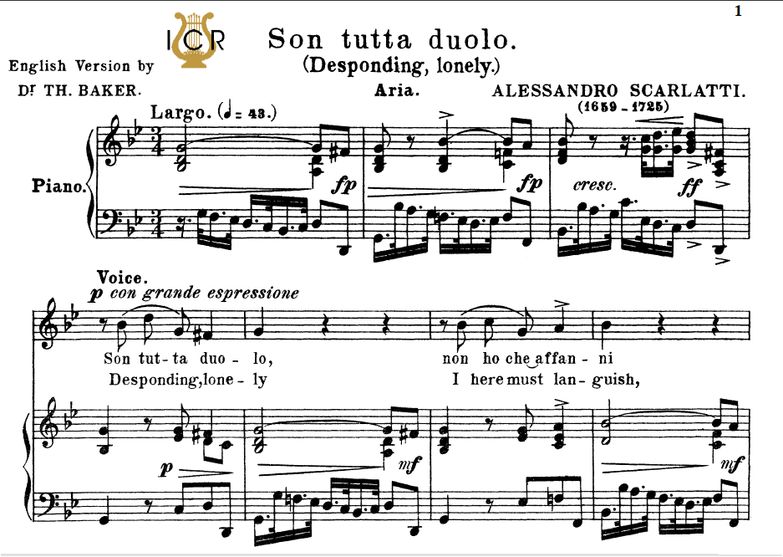 Son tutta duolo, Low Voice in G Minor, A.Scarlatti...