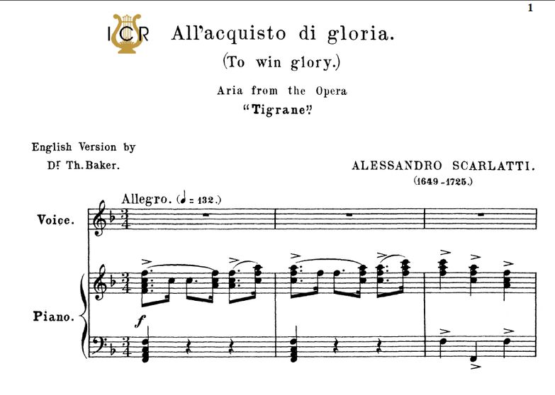 All'acquisto di gloria, High Voice in F Major, A.S...