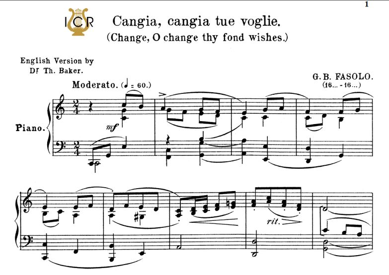 Cangia,cangia tue voglie, High Voice in C Major, G...