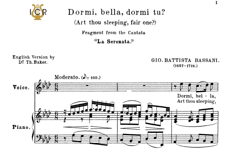 Dormi, bella, Medium Voice in A Flat Major, G.B.Ba...