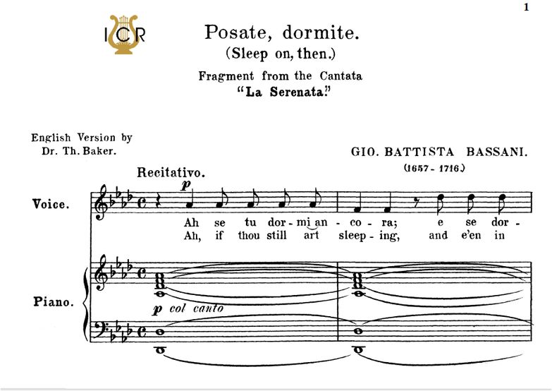 Posate,dormite, Medium Voice in A-Flat Major, G.B....