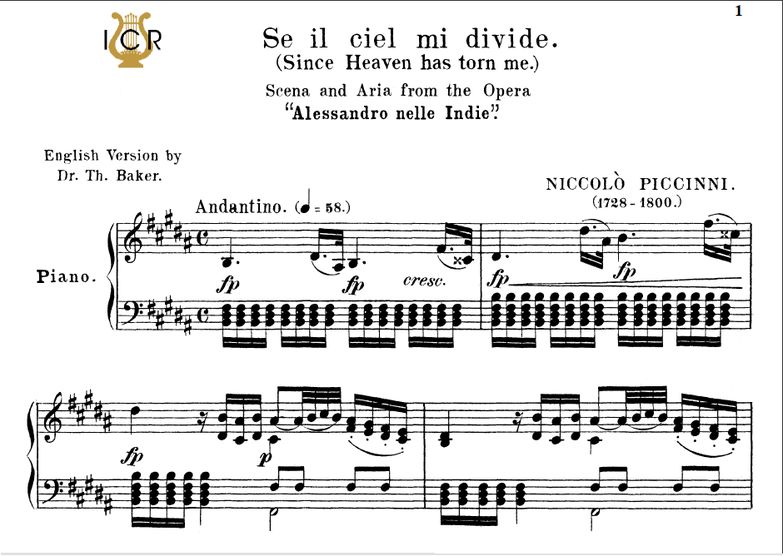 Se il ciel mi divide, Medium Voice in D Minor, N.P...