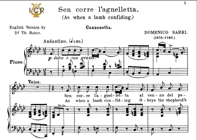 Sen corre l'agnelletta, Medium Voice in F Minor, D...