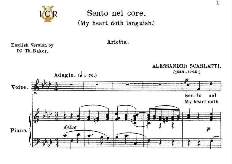 Sento nel core, Medium Voice in F Minor, A.Scarlat...