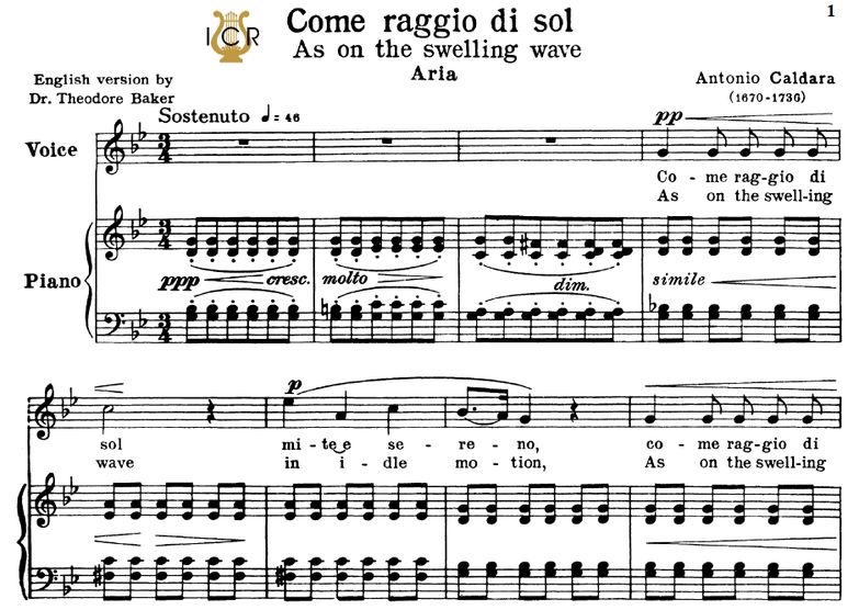 Come raggio di sol, High Voice in G Minor, A.Calda...