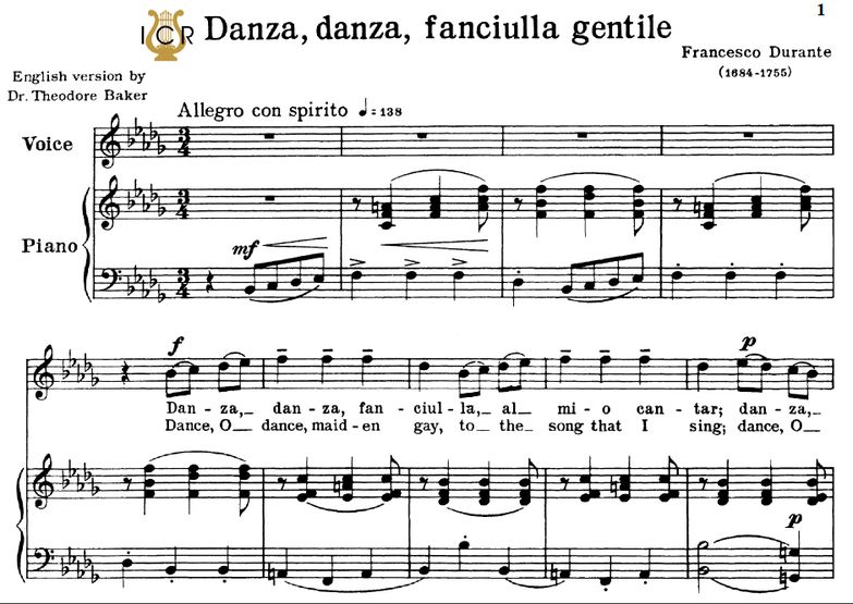 Danza, danza, fanciulla, Medium Voice in B Flat Mi...