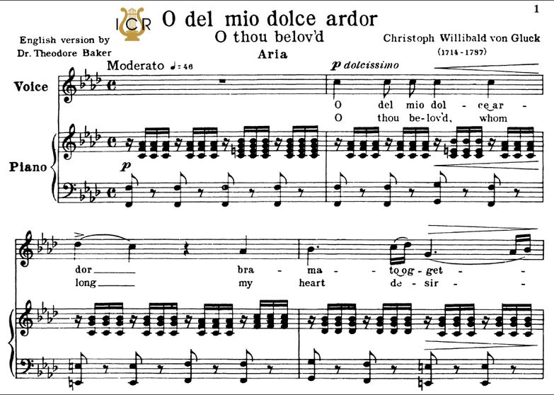 O del mio dolce ardor, High Voice in F Minor, C.W....