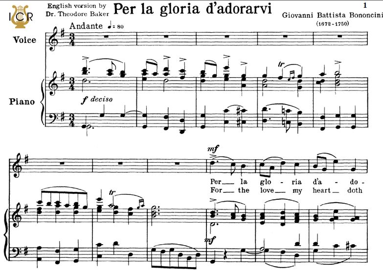 Per la gloria d'adorarvi, High Voice in G Major, G...