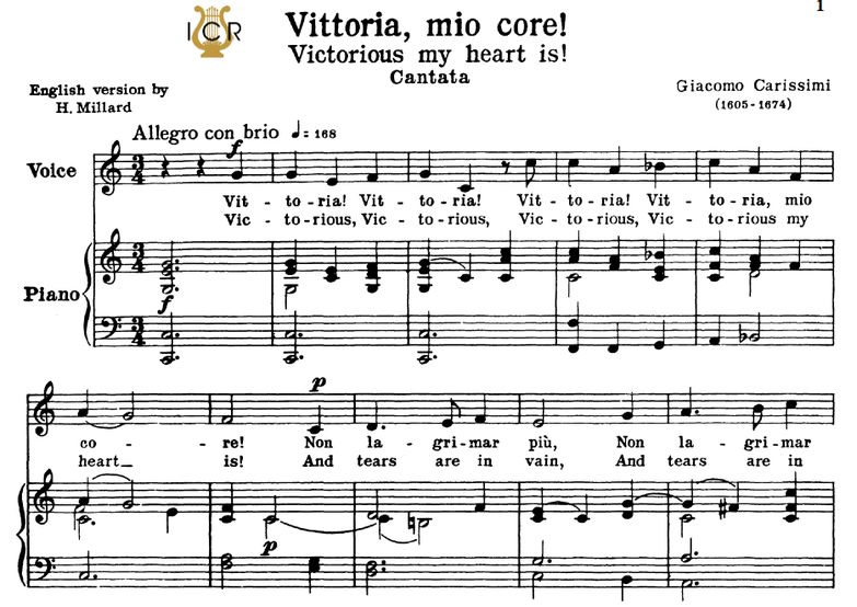 Vittoria, mio core! Medium Voice in C Major, G.G.C...