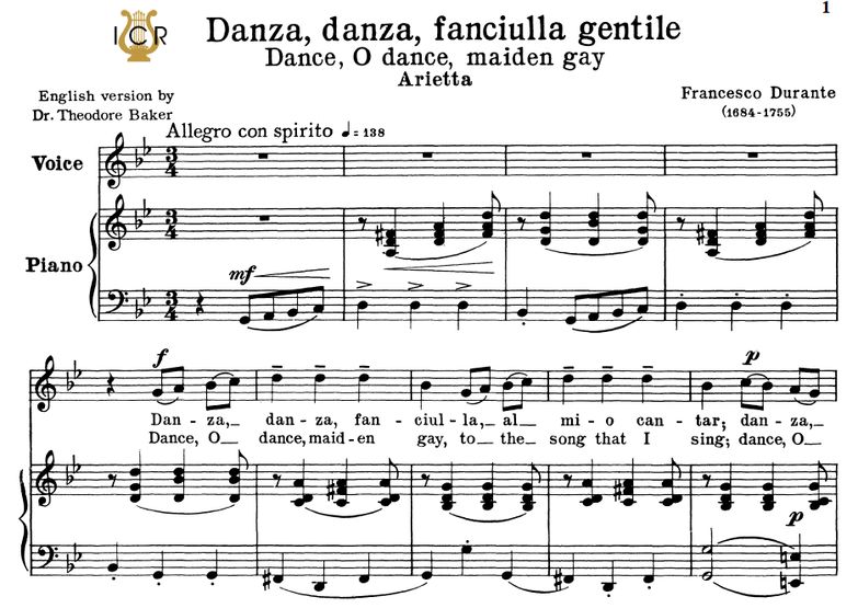 Danza, danza, fanciulla; Low Voice in G Minor, F.D...