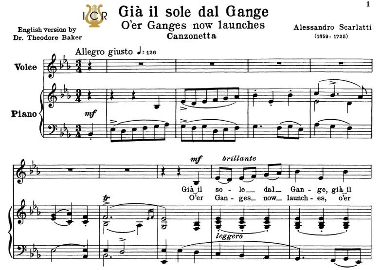 Già il sole dal Gange, Low Voice in E Flat Major, ...