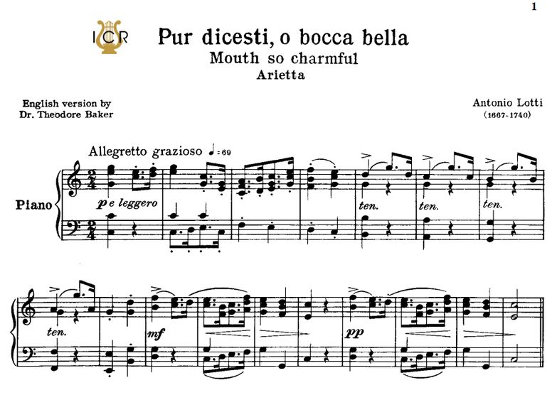 Pur dicesti, o boca bella, transposition for Low V...