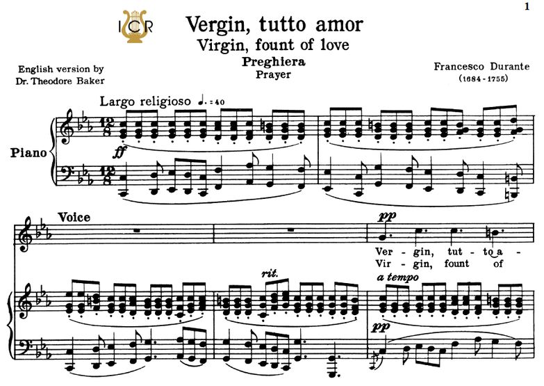 Vergin,tutto amor, Low Voice in A Minor, F.Durante...