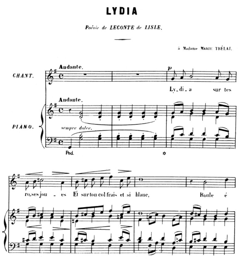 Lydia, Op.4 No.2, High Voice in G Major, G. Fauré....
