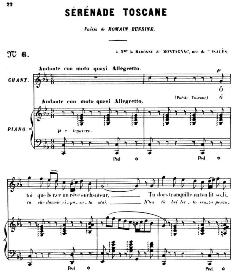 Sérénade toscane, Op. 3 No.2, High Voice in C mino...
