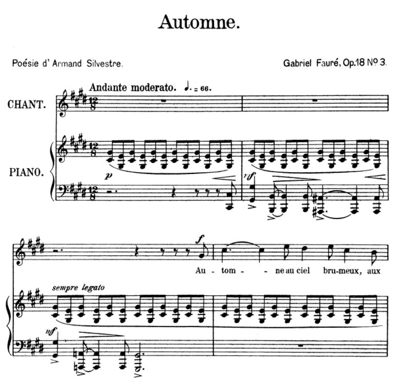 Automne Op.18 No.3, High Voice in C-Sharp minor, G...