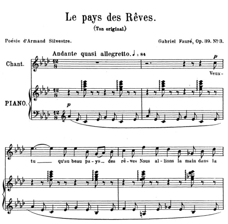 Le pays des rêves Op.39 No.3, High Voice in A-Flat...