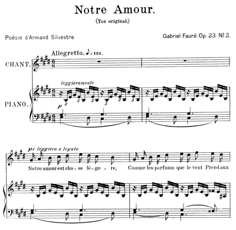 Notre amour Op.23 No.2, High Voice in E Major, G. ...