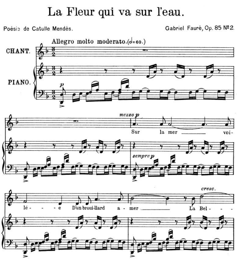 La fleur qui va sur l'eau Op.85 No.2, High Voice i...