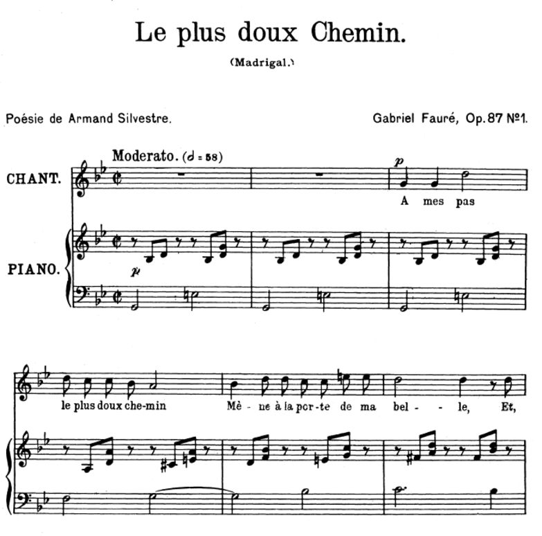 Le plus doux chemin Op.87 No.1, High Voice in G mi...