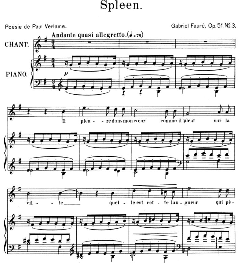 Spleen Op.51 No.3, High Voice in E minor G. Fauré....