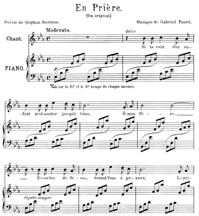 En prière, Medium Voice in E-Flat Major, G. Fauré....