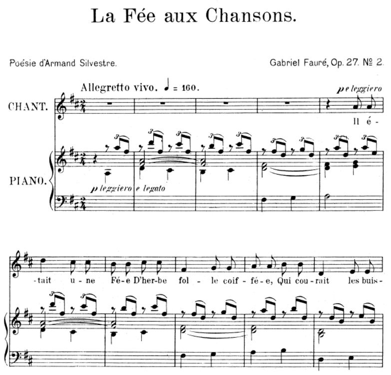 La fée aux chansons Op. 27 No.2, Medium Voice in D...