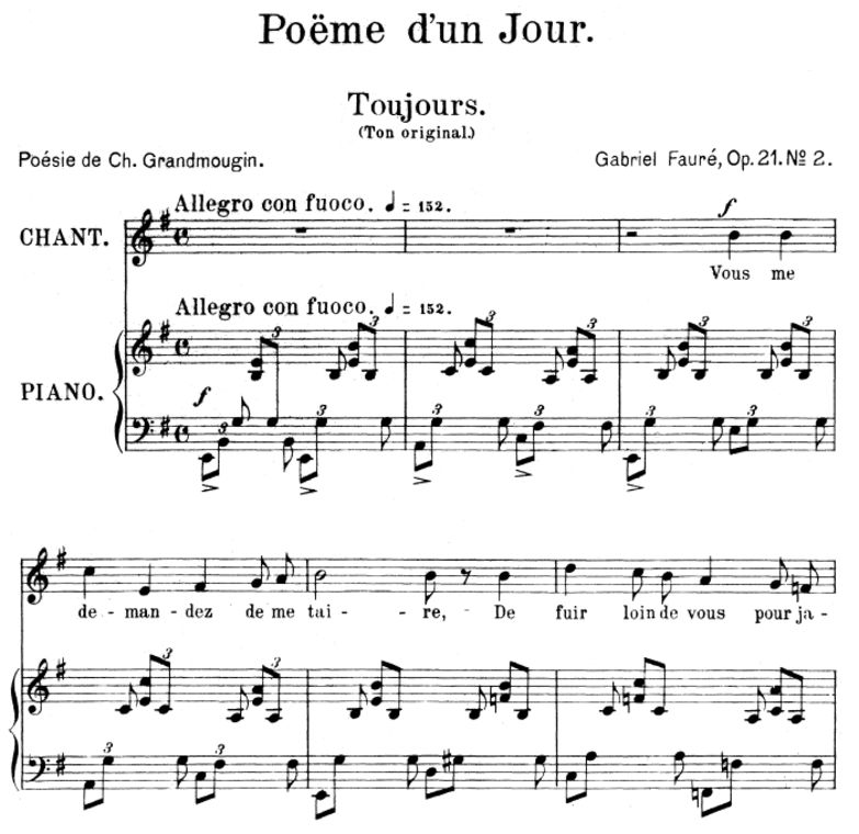 Poème d'un jour (Toujours) Op.21 No.2, Medium Voic...