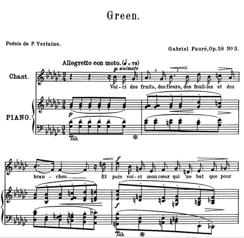 Green Op.58 No.3, Medium Voice in G-Flat Major, G....