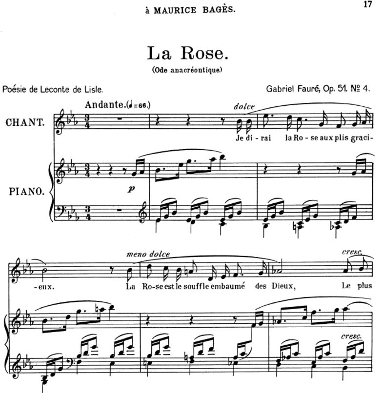 la rose Op.51 No.4, Medium Voice in E-Flat Major, ...