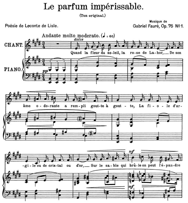 Le parfum impérissable Op.76 No.1, Medium Voice in...