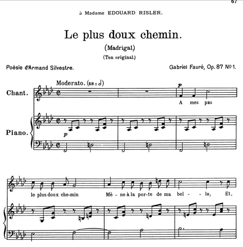 Le plus doux chemin Op.87 No.1, Medium Voice in F ...