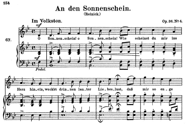 An den Sonnenschein, Op 36 No.4, B-Dur,  R. Schuma...