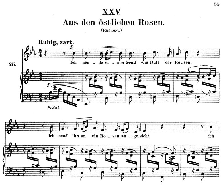 Aus den östlichen Rosen, Op.25 No.25, Es-Dur, R. S...