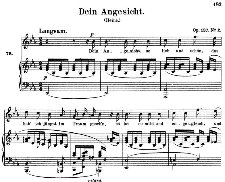 Dein Angesicht, Op.127 No.2, Es-Dur, R. Schumann. ...