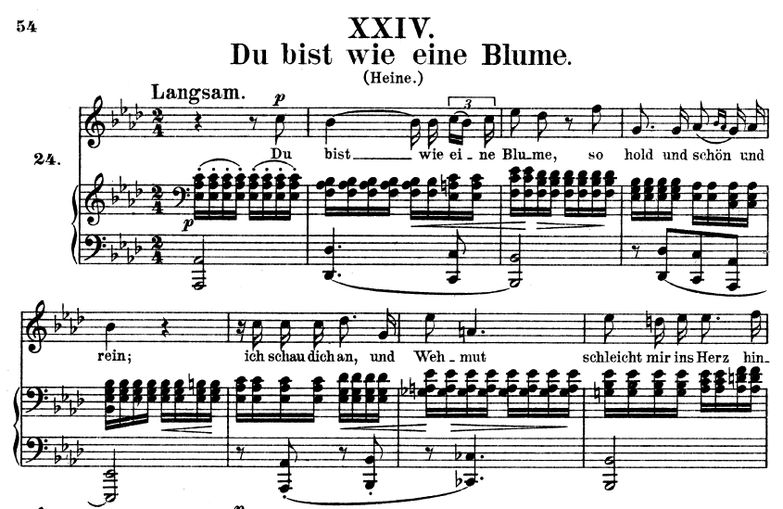 Du bist wie eine Blume, Op.25 No.24, As-Dur, R. Sc...