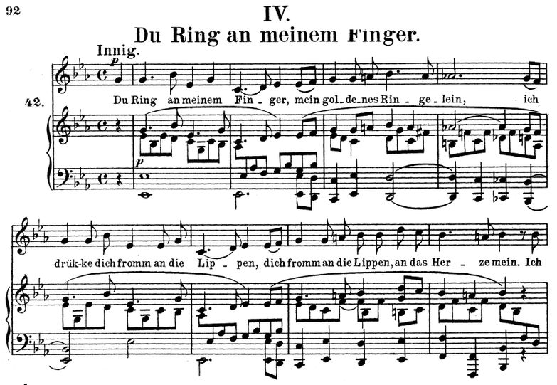 Du ring an meinem finger, Op.42 No.4, Es-Dur, R. S...