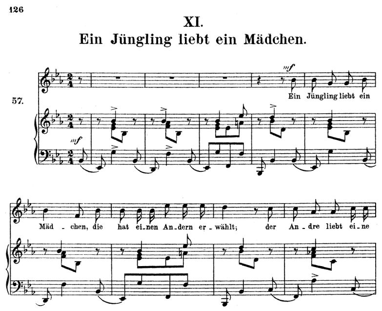 Ein jüngling liebt ein mädchen, Op.48 No.11, Es-Du...