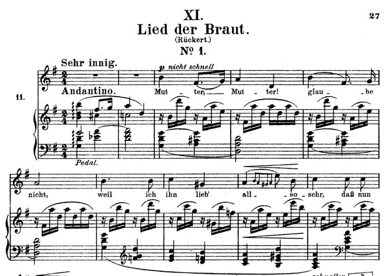 Lied der Braut I Op.25 No.11, G-Dur, R. Schumann (...
