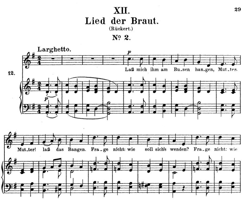 Lied der Braut II Op.25 No.11, G-Dur, R. Schumann ...