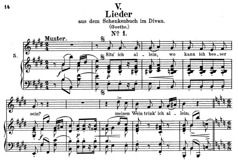 Lied I aus dem schenkenbuch Op.25 No.6, E-Dur, R. ...