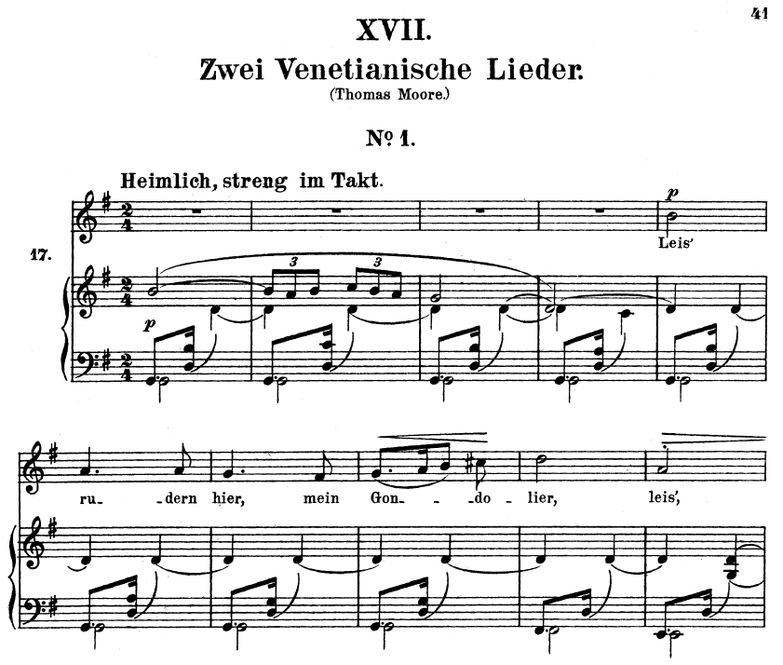 Venetianisches Lied I Op.25 No.17, G-Dur, R. Schum...