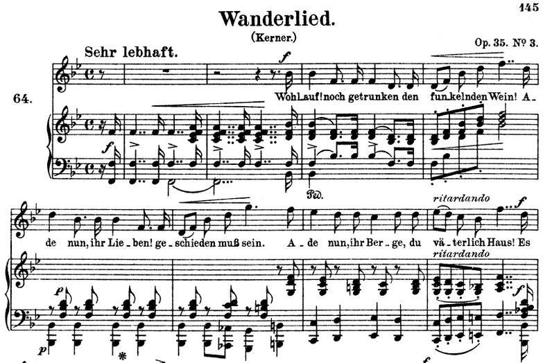Wanderlied Op.35 No.3, B-Dur, R. Schumann. Band I,...