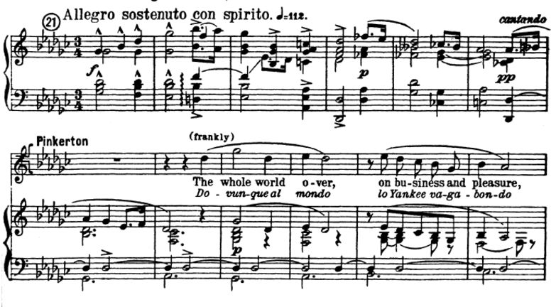 Dovunque al mondo. Aria for Tenor (Pinkerton). G. ...