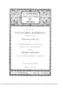 Cavalleria Rusticana, Ed. Schirmer (1891), Vocal S...