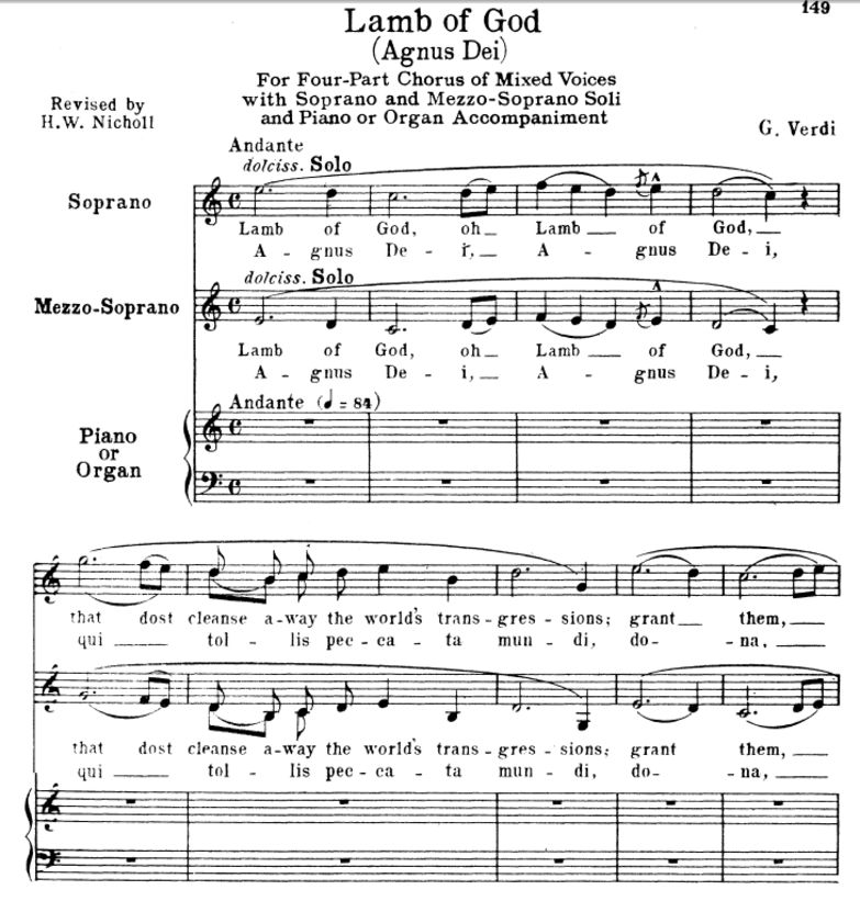 5 Agnus Dei: Soprano, Mezzo, Choir SATB and Piano....